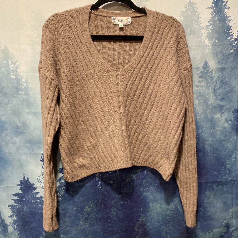Pink Rose Brown super Soft ‎ Long Sleeve Sweater Size X's